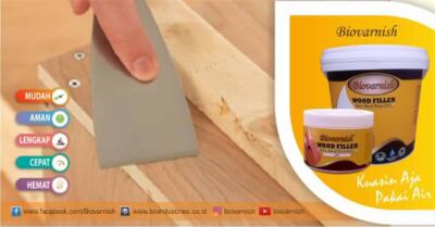 dempul kayu Biovarnish wood filler yang tidak ambles