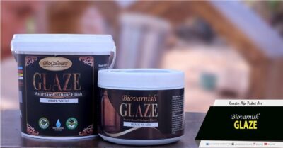 Produk Biovarnish glaze untuk finishing warna grey patina