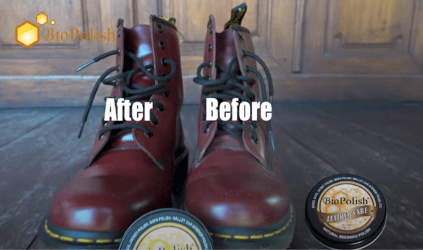before after penggunaan biopolish leather care
