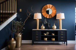 warna cat kayu navy dan putih