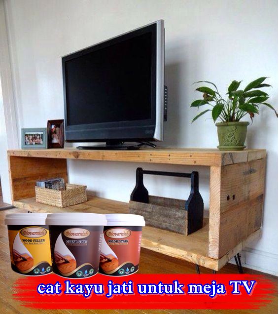 Finishing Meja  TV Kayu  Jati Dengan Cat  Ramah Lingkungan 